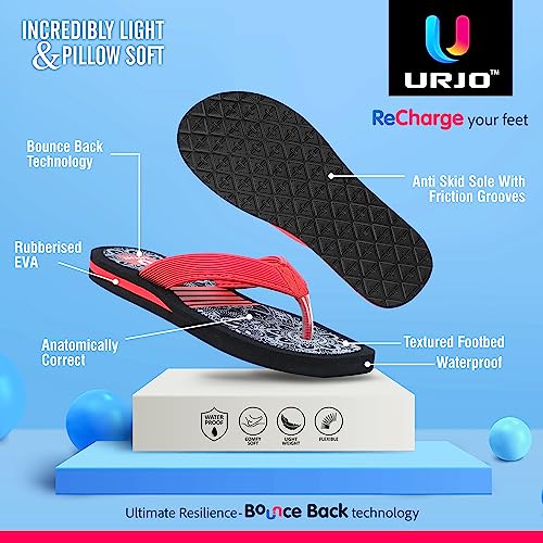 Image of URJO Women's Slippers /FlipFlops Lightweight Super Flexible Arch Support Durable Anti Skid & Stylish Dailywear Slippers /FlipFlops for Women