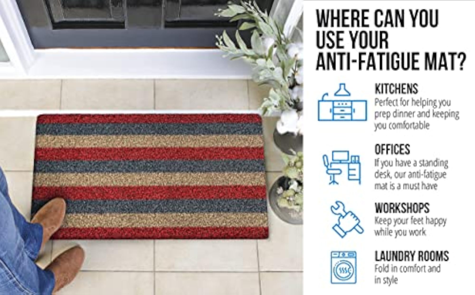 Rubber Anti-Slip Bathmat for Kitchen and Bathroom