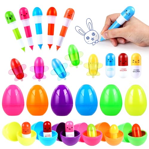 Kesote Uova di Pasqua 12 Uova con Biro Estensibile Uova Colorate da Riempire Regalo di Pasqua