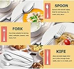 LIANYU 53-Piece Set plat de couverts avec couteaux à steak et ustensiles de service, en acier inoxydable Silverware Service pour 8, Ensemble d'Utensile de Manger pour le mariage à la maison, Lave-vaisselle Coffre-fort, Miroir fini