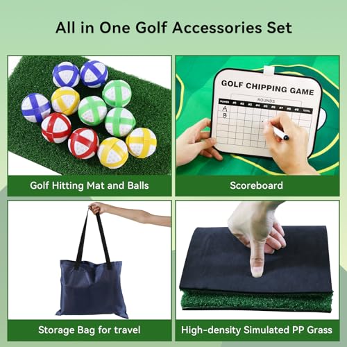 Double Sided Golf Chipping Game,6x5 FT Sticky Playing Golf Game Practice Mat for Adults with 20 Sticky Balls Golf Hitting Mat for Home Backyard Garage and Outdoor (No Club) by MGVK - Image 5