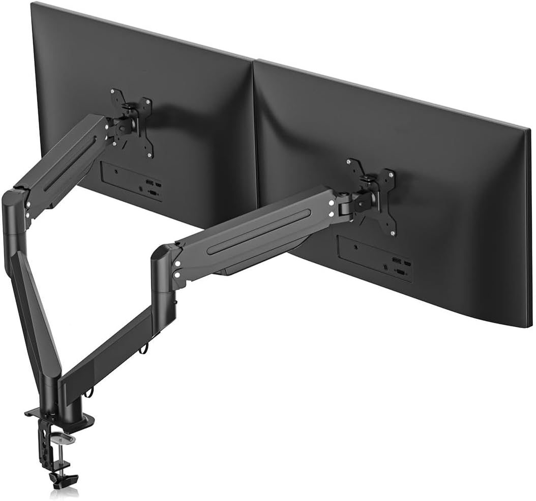 Suptek Dual Monitor Mount Stand-Height Adjustable Gas Spring Monitor Arm Desk Mount for 2 Computer Screens 17 to 35 inches - Each Arm Holds up to 24.25lbs,Black(MD8SP)