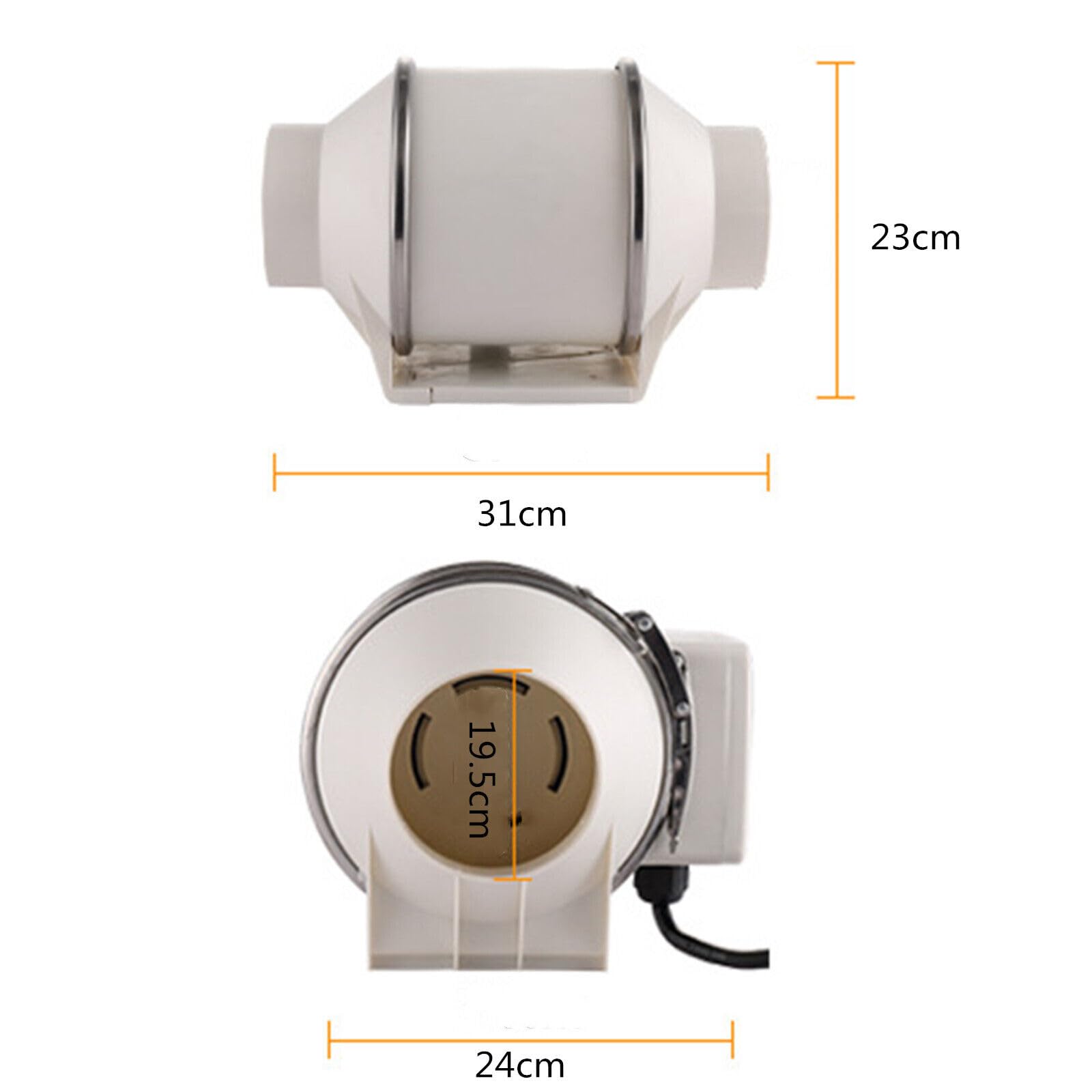 Rohrventilator Vents Gebläse Rohrlüfter Ventilator Kanallüfter Lüfter Motor Abluftventilator für Growzelt Growbox Hydrokultur Belüftung (200mm)