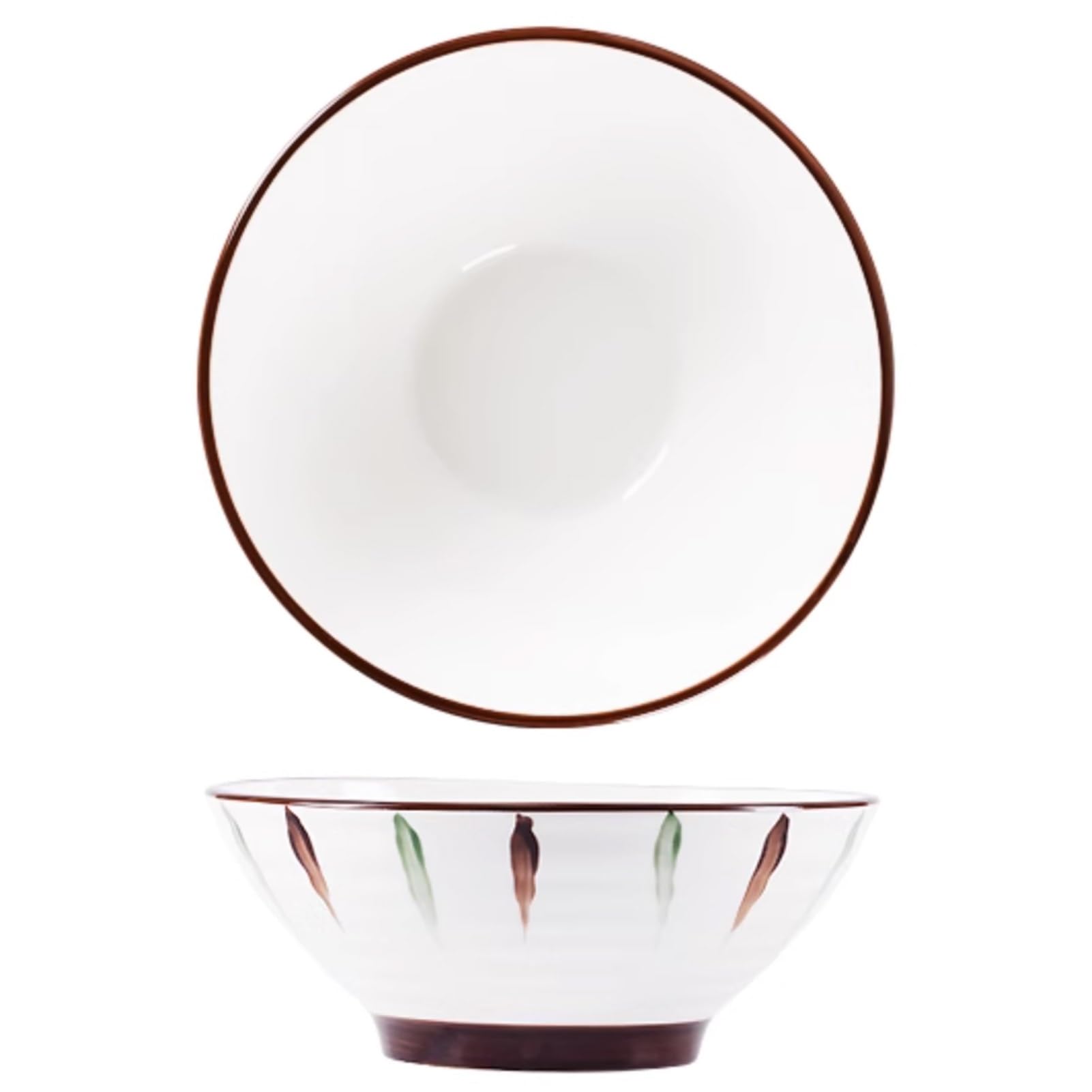7.5in/9in Japanese Ramen Bowl, Brown Ceramic Tableware Creative Ramen Bowl Large Soup Bowl Fruit Salad Bowl, Vintage Noodle Bowls Traditional Handmade (Color : Green, Size : 7.5in)