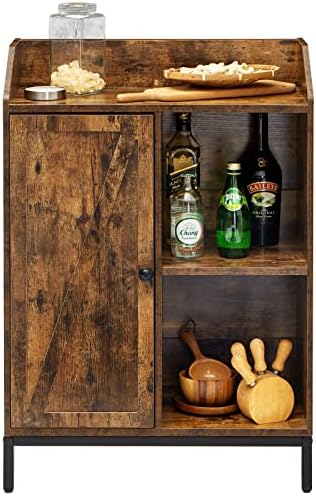 Vicodabo Wood Kitchen Sideboard with Barn Door, Small Vintage Buffet Cabinet with Adjustable Storage Shelves and Open Side Cubes, for Entryway, Kitchen, Dining Room, 23.6”x11.8”x33.5”