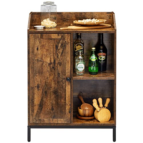 Vicodabo Wood Kitchen Sideboard With Barn Door, Small Vintage Buffet Cabinet With Adjustable Storage Shelves And Open Side Cubes, For Entryway, Kitchen, Dining Room, 23.6”X11.8”X33.5” #TOP15