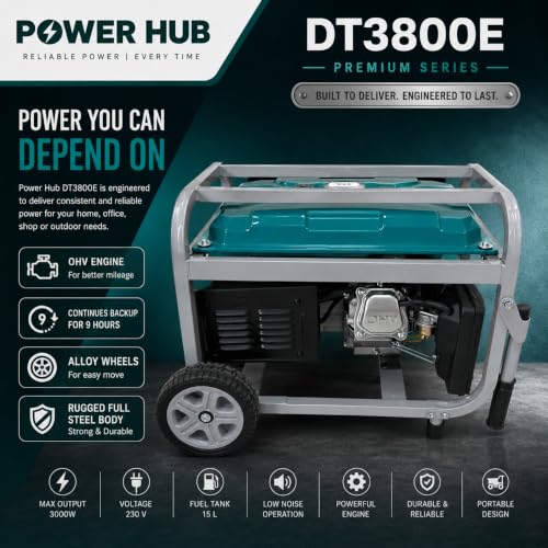 Image of POWER HUB DT3800E-3000 WATTS OR 3KW POWERED SELF START GENERATOR FOR HOME AND COMMERCIAL USE|HEAVY DUTY PREMIUM SERIES|1 YEAR FULL WARRANTY AND LIFE TIME SPARES SUPPLY