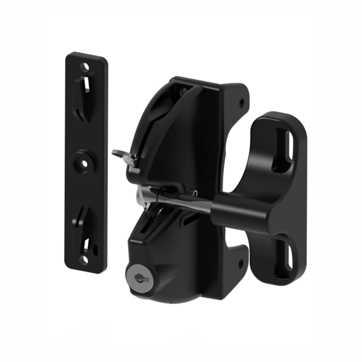 Lockable 2 Sided Self Locking Gate Latch,with Keys,Lockable on One Side of Gate,for Outdoor Gates,Fence Lock,Wood Vinyl Fence,Door Hardware,Black (no Pull Cable)-image-39