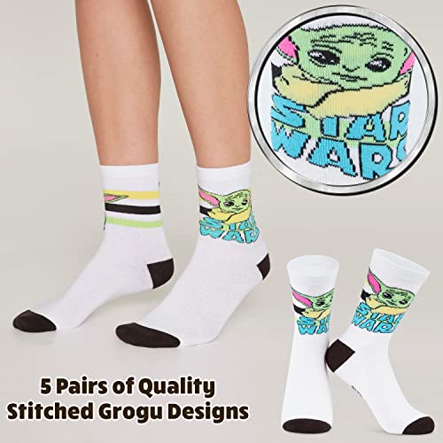 Image of Disney Stitch Socks Gifts for Women Teens, US Size 4-9, Baby Yoda Pack of 5 Fuzzy Casual Crew Socks for Home Sleep Winter