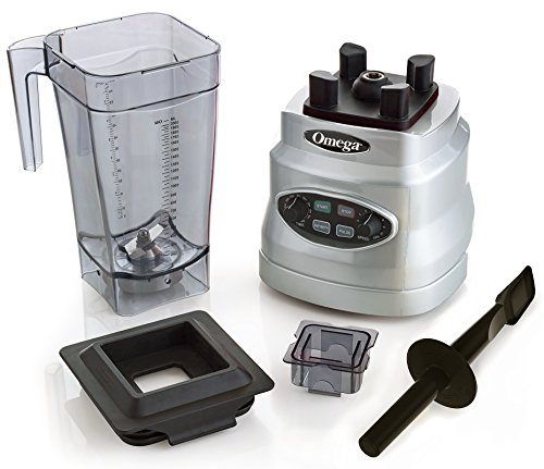 Omega 3Hp Blender 64 Oz Bpa Free Container Creates Delicious Smoothies Features Stainless Steel Blades & 10-Speeds Plus Pulse Includes Plunger & Recipe Book, 1400-Watt, Silver #TOP1