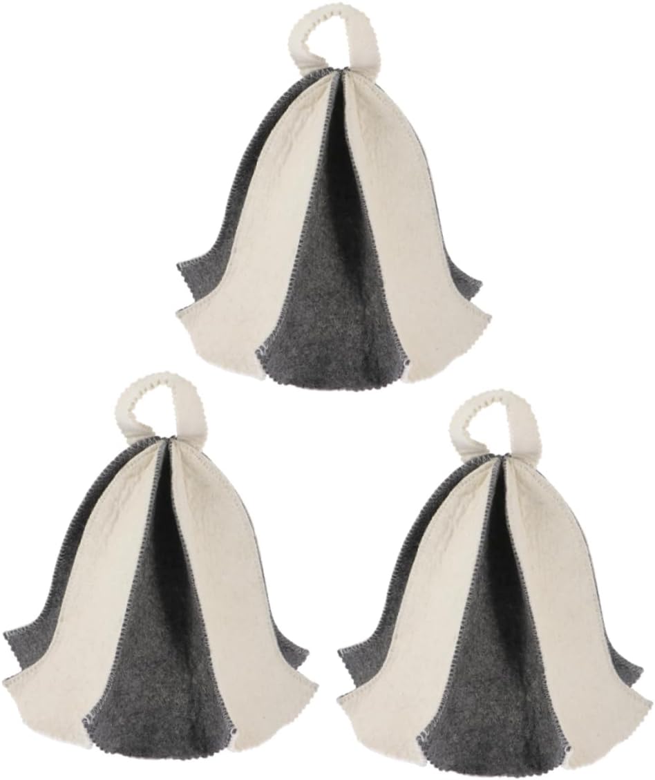 GANAZONO Russian Suana Hats bania hat Hair Women Sauna spa hat Sauna Cap Sauna Supplies Sauna hat for Man banya Cap Women Bath Cap Steam Room Caps Thicken Men’s Hats Headgear Miss Felt 3Pcs
