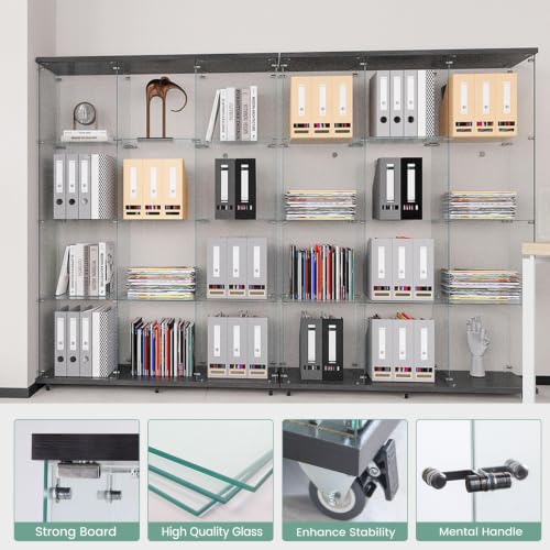 Image of Beauty4U Black Glass Display Cabinet, Extra Large 12-Shelf Curio Cabinet