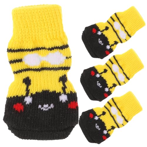 ibasenice 4Pcs Slip Pet Socks for Dogs Breathable Cotton Paw Protectors Washable Winter Warmth Cute Portable Dog Socks for Indoor and Outdoor Use
