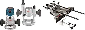 Bosch MRC23EVSK Router 15 Amp 2.3 Hp Corded Variable Speed Combination Plunge & Fixed-Base Router Kit w/ Hard Case and Deluxe Router Edge Guide w/ Dust Extraction Hood & Vacuum Hose Adapter RA1054