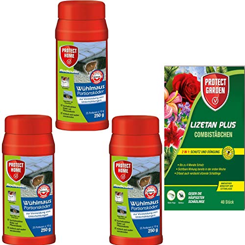 Preisvergleich Produktbild SBM 750g Wühlmaus Portionsköder Protect Home + Lizetan Plus Combistäbchen (40Stk)