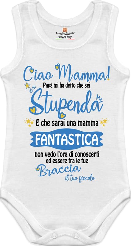Corredino Neonato Set neonato 0 mesi maschio e femmina – body tutine bavette e cappellino con frasi dolci “Amore di mamma” – Idea regalo nascita compleanno e festa della mamma