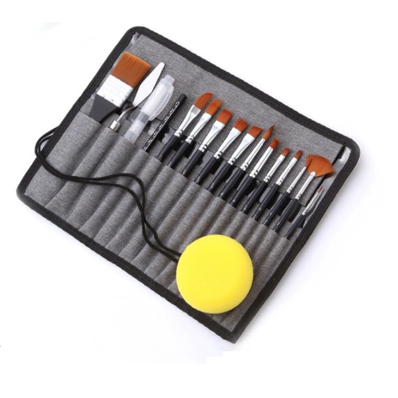 Ensemble De 24 Pinceaux en Nylon pour Gouache Et Acrylique, Idéal pour Les Artistes Et Les Étudiants.(Bleu)
