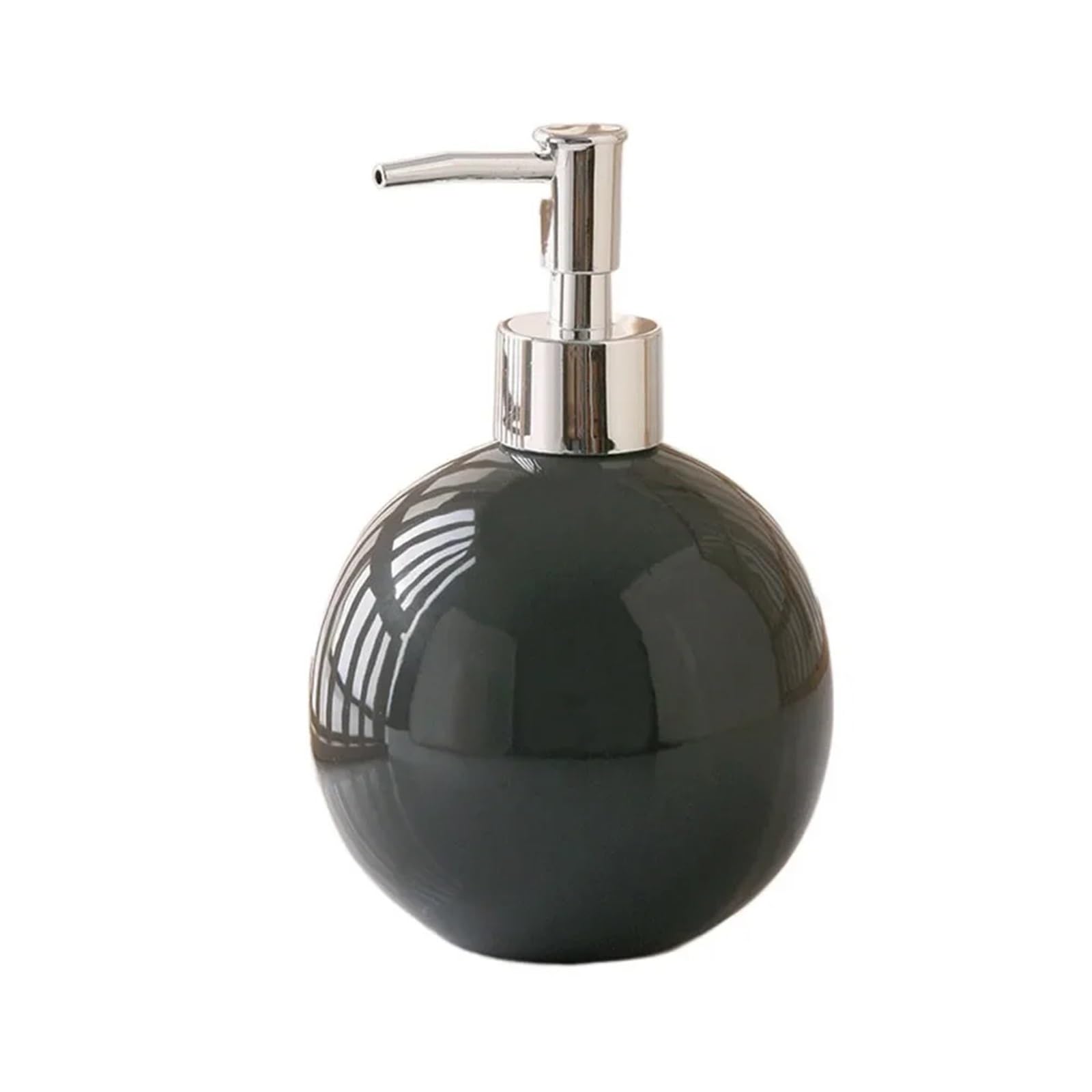 Ceramic Soap Dispenser Portable Ceramic Hand Soap Bottle Refillable Reusable Sanitizer Dispenser Round Leakproof Liquid Container Bathroom(DarkGrey)