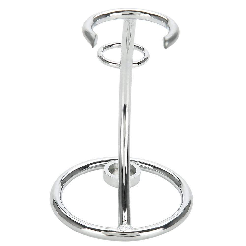 Supporto per pennello da barba in acciaio inox, 2 in 1, con design curvo, portatile e salvaspazio, per rasoio e spazzola, per lavabi in bagno da uomo (argento, altezza 10,5 cm)