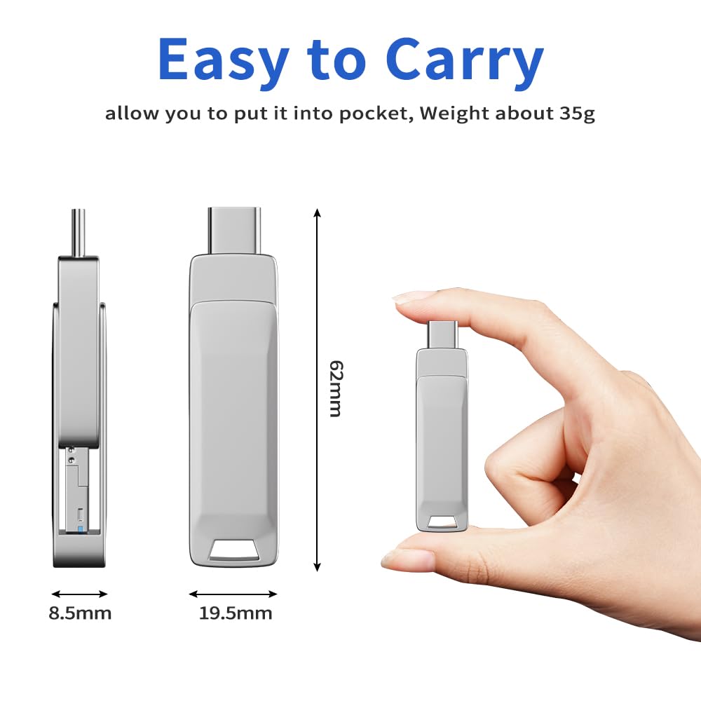 Pendrive 512 GB de Alta Velocidad 3.0 para iPhone, Memoria USB Externa 4 en 1 para Móviles, Teléfonos, Computadoras y Más - Disco Duro Externo para Datos, Fotos y películas, para Viajes y Oficina — view 6