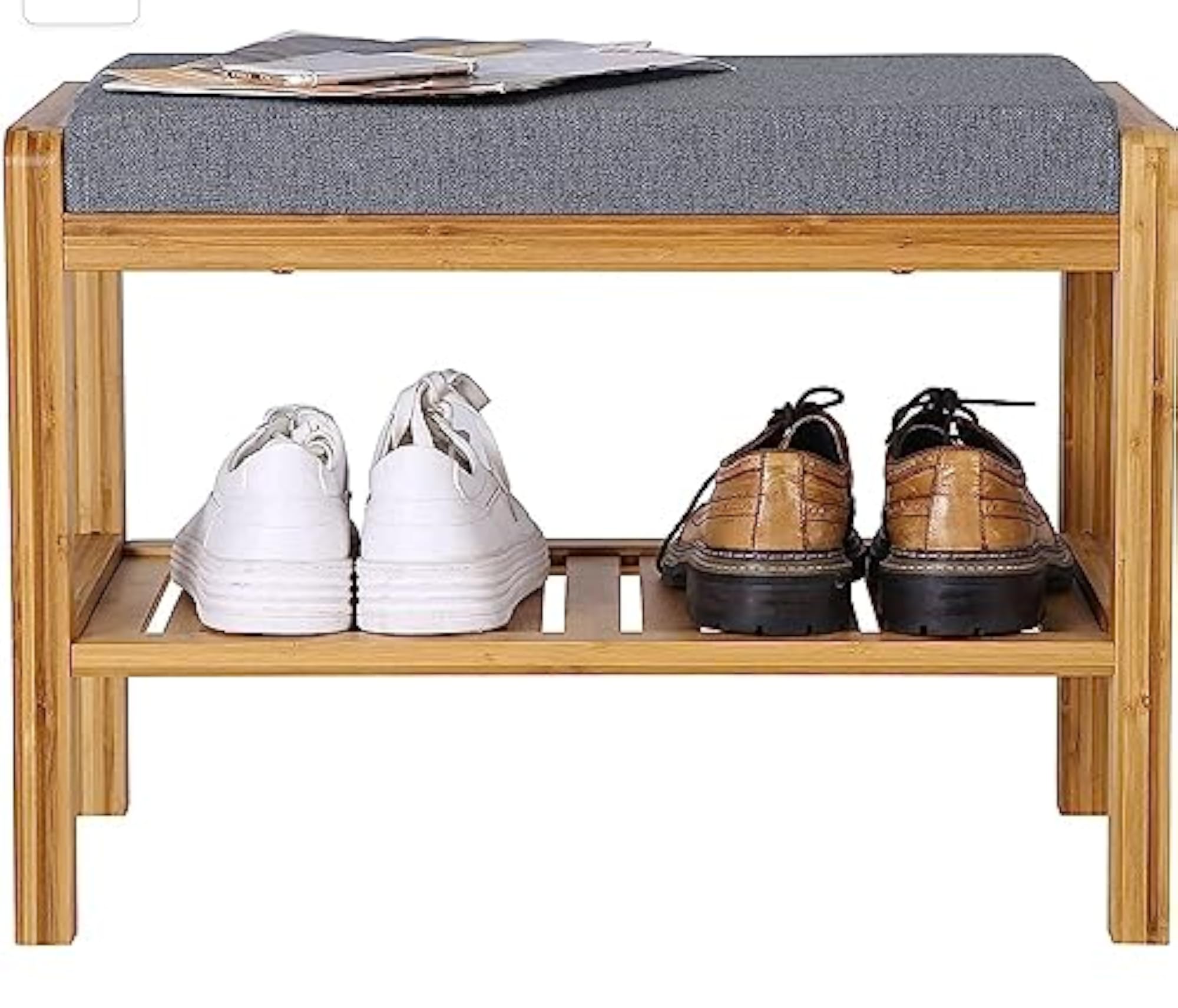 Teak Wooden Shoe Rack and Sitting Stool