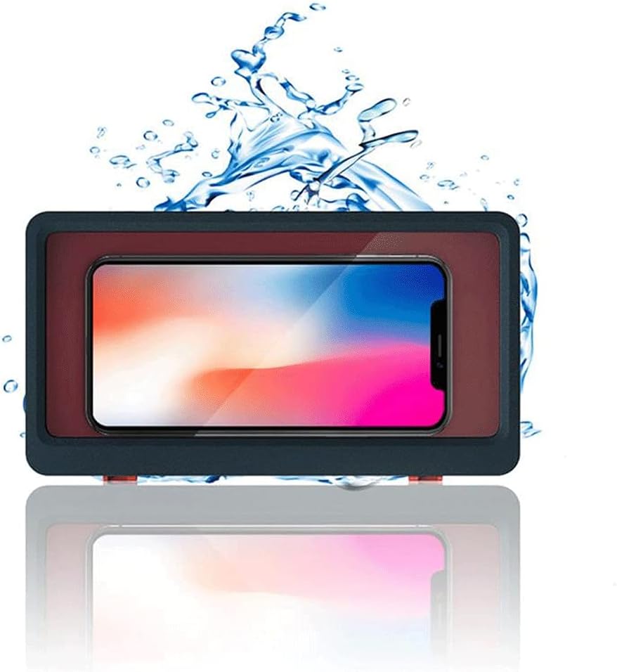Wall Mount Phone Holder Removable Punch-Free Touchable Screen for Bathroom Shower Kitchen Fit All Mobile Phones Under 6.8
