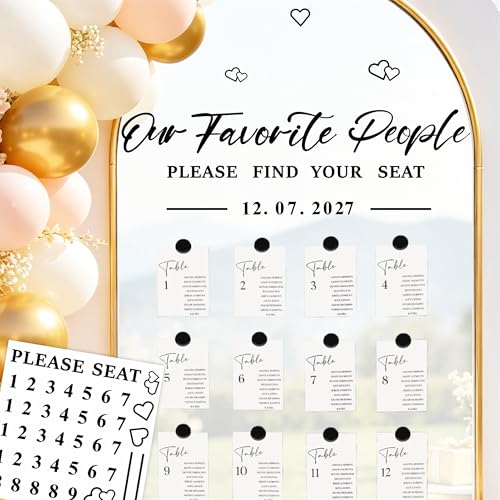 Wedding Seating Chart Stickers Wedding Sign Decals Your Seat Awaits Vinyl Decal Mirror Decals for Weddings Reception Display Marriage Party Seating Chart Letters Signs for Welcome Board Decor