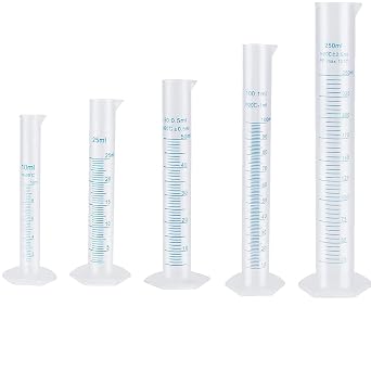 5pcs Plastic Graduated Cylinder Beaker 10ml 25ml 50ml 100ml 250ml Measuring Cylinder Transparent Lab Test Tube Liquid Measuring Tools