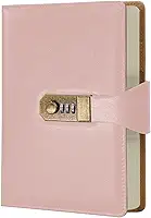 LUMAI Caderno Diário com Cadeado e Senha A5 288 Páginas Capa Couro Sintético Pautado Agenda Privado Feminino Masculino Anotações Escola Trabalho Viagem Segredo Pensamentos (Rosa)