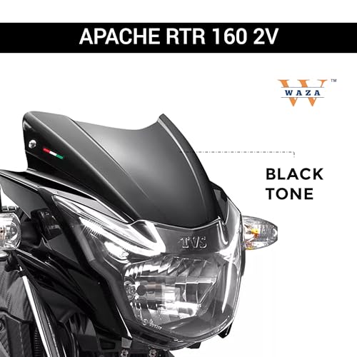 Image of WAZA Apache RTR 160 Windshield Front Headlight Visor Glass Bike Wind Deflectors Windscreen Glass Black Protector Superior ABS /PC Plastic (RTR)