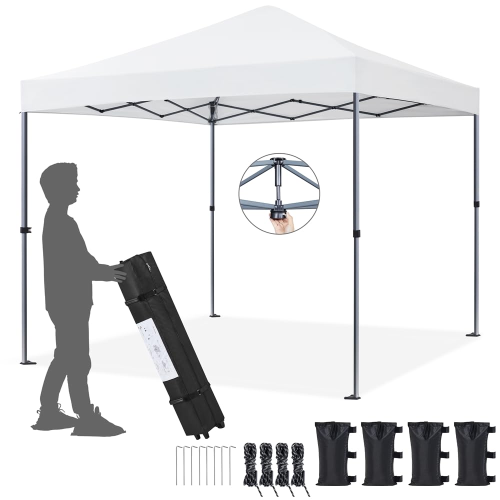 Yaheetech Tonnelle de Jardin Extérieur 3 × 3 M Pliable avec Sac de Transport pour Camping Plage Fête Blanc