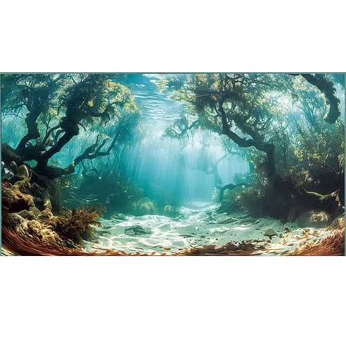 Didooou Fond de paysage naturel pour aquarium, adhésifs pour aquarium boutique, 30 cm, 40 cm, 50 cm, 60 cm, 80 cm (océan-4, 40 * 80 cm)