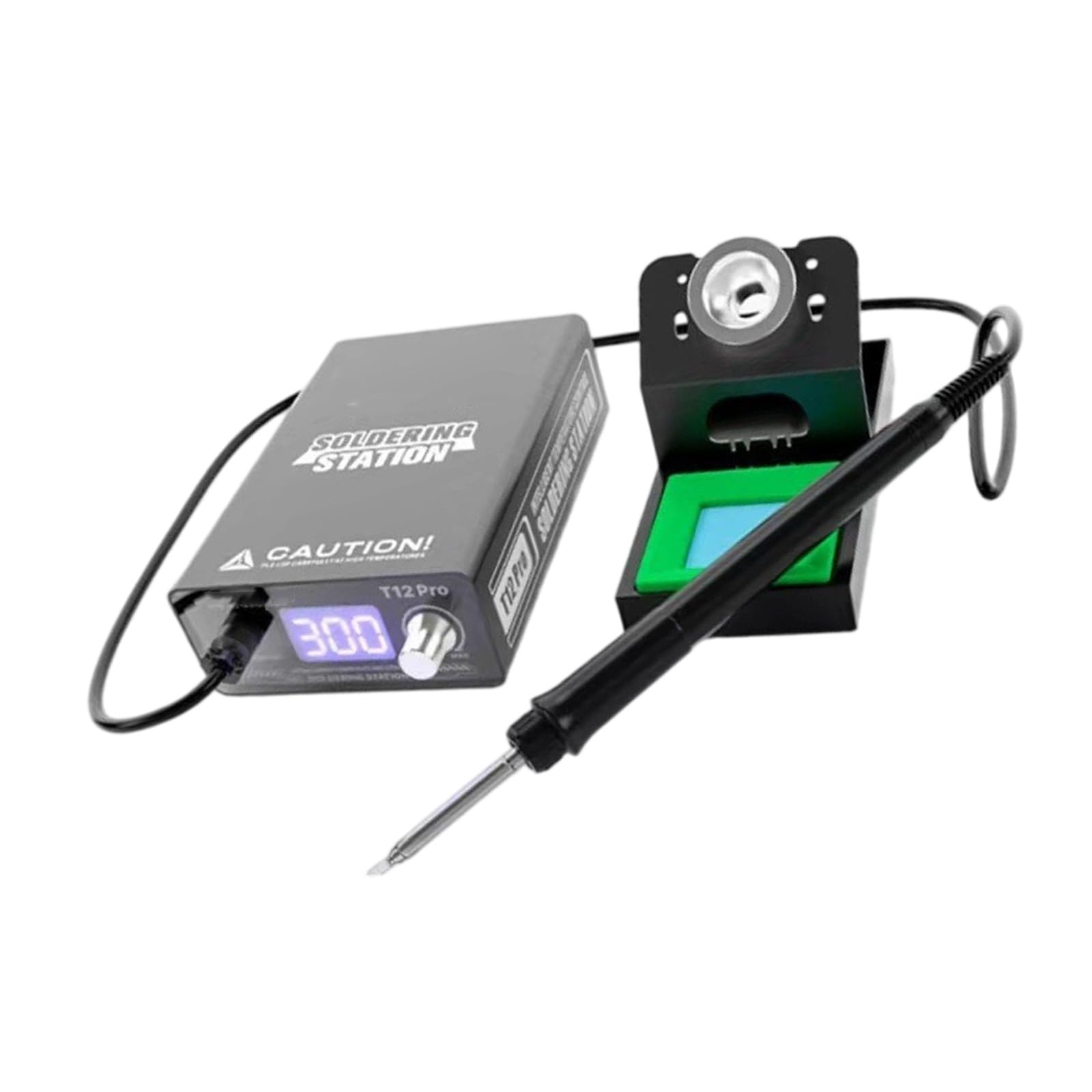 Stazione saldatura per riparazioni elettroniche T12 con schermo digitale della temperatura, supporto calibrazione, vassoio supporto per tecnici e utenti hobbistici Strumento saldatura