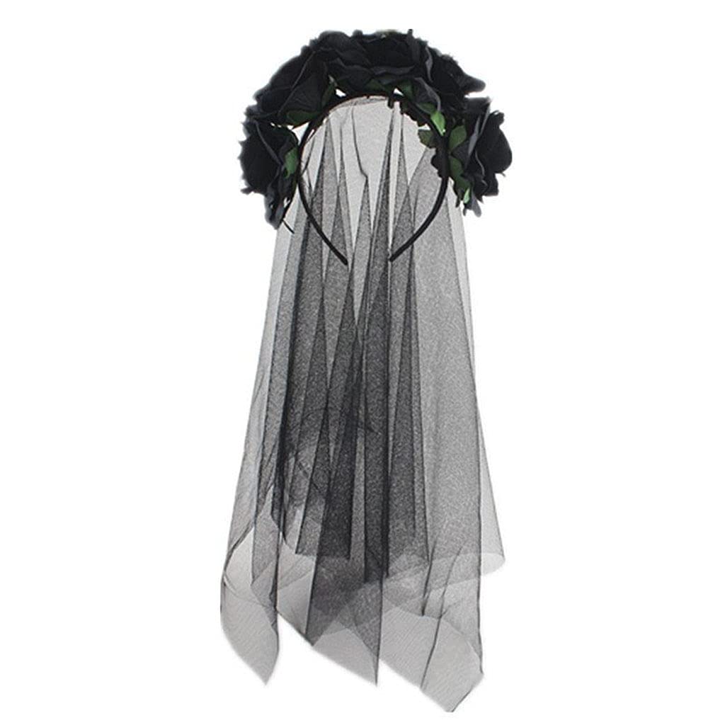 Fentency Halloween Hair Hoop Mesh Lace Flower Headband Theme Party Headdress Cosplay Hair Accessories