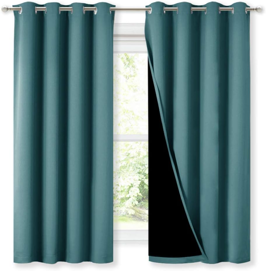 NICETOWN Blackout Curtains 2-Pk 46x45 Sea Teal