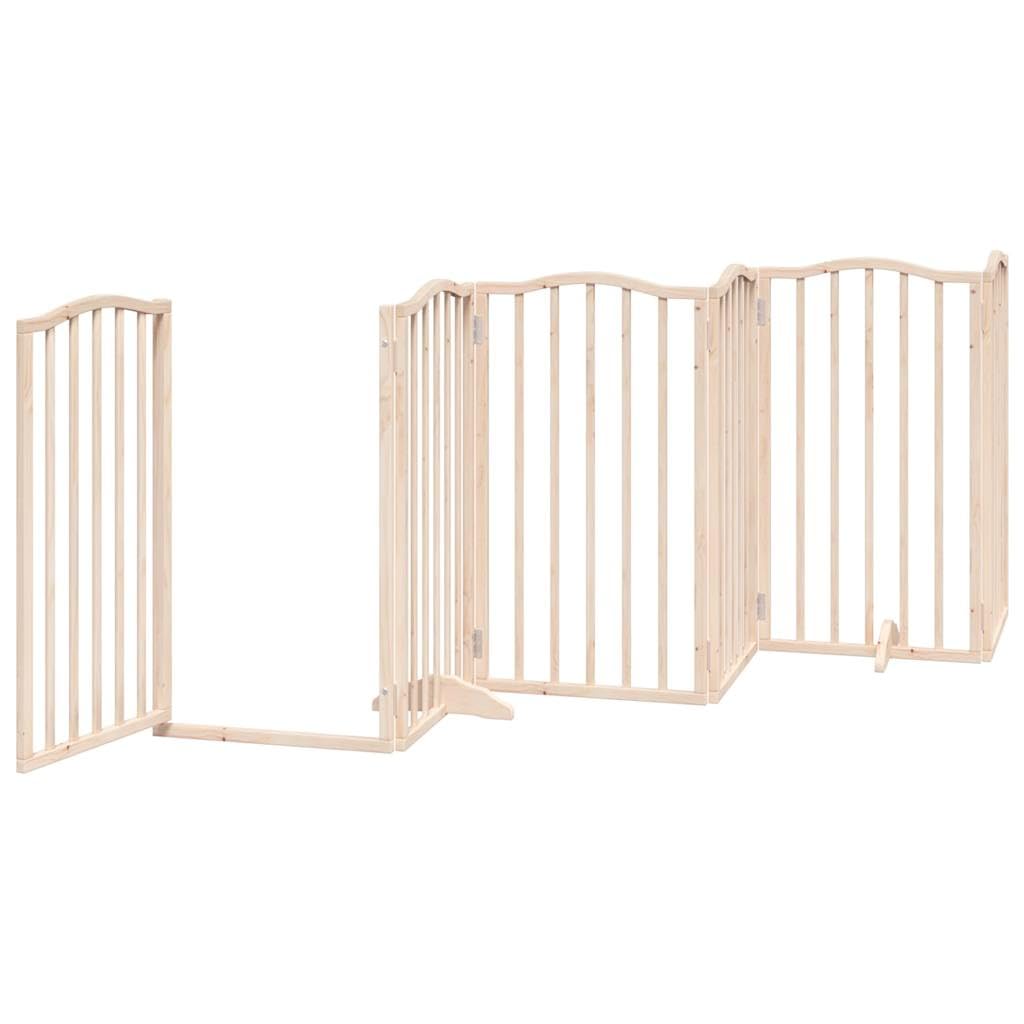 Rejilla para perros con puerta plegable, 6 paneles, madera de álamo, 300 cm, independiente, con cerradura de puerta y patas para perros, cachorros, protección en el jardín, terraza, patio