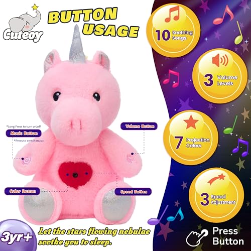 Proyector de Noche Musical Unicornio Rosa de Peluche 13" miniatura 3