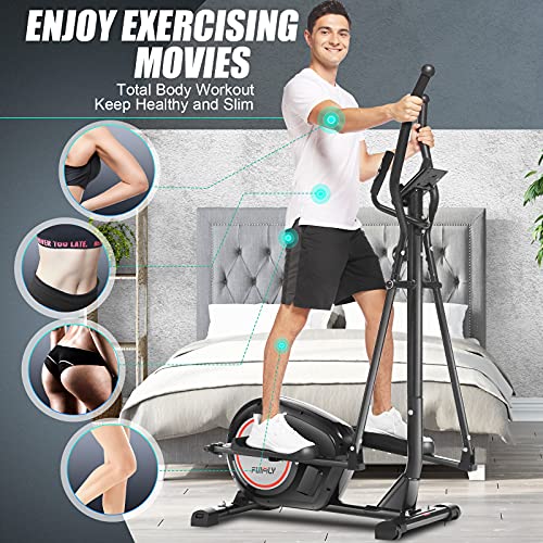 FUNMILY Elliptical Machine for Home, YQ-2308 Elliptical Machine Cross Trainer with APP, Adjustable 8 Level Magnetic Elliptical with LCD Monitor and Pulse Sensors Max Capacity 320lbs