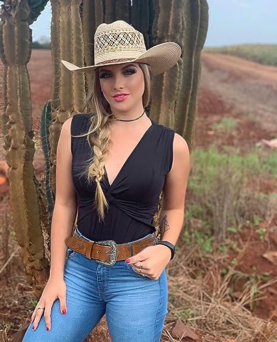 UTOWO Adjustable Vintage Western-Belts for Women Men - Engraved Buckle Cowgirl-Cowboy-Belt for Jeans fit 28-38" waist3