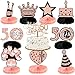 Happy 50th Birthday Centerpiece for Table Decorations, 10 Pieces Rose Gold Birthday Honeycomb Decoration with 50th Birthday Party Cake Topper for Women Cheer to 50 Years Party Table Center Decorations