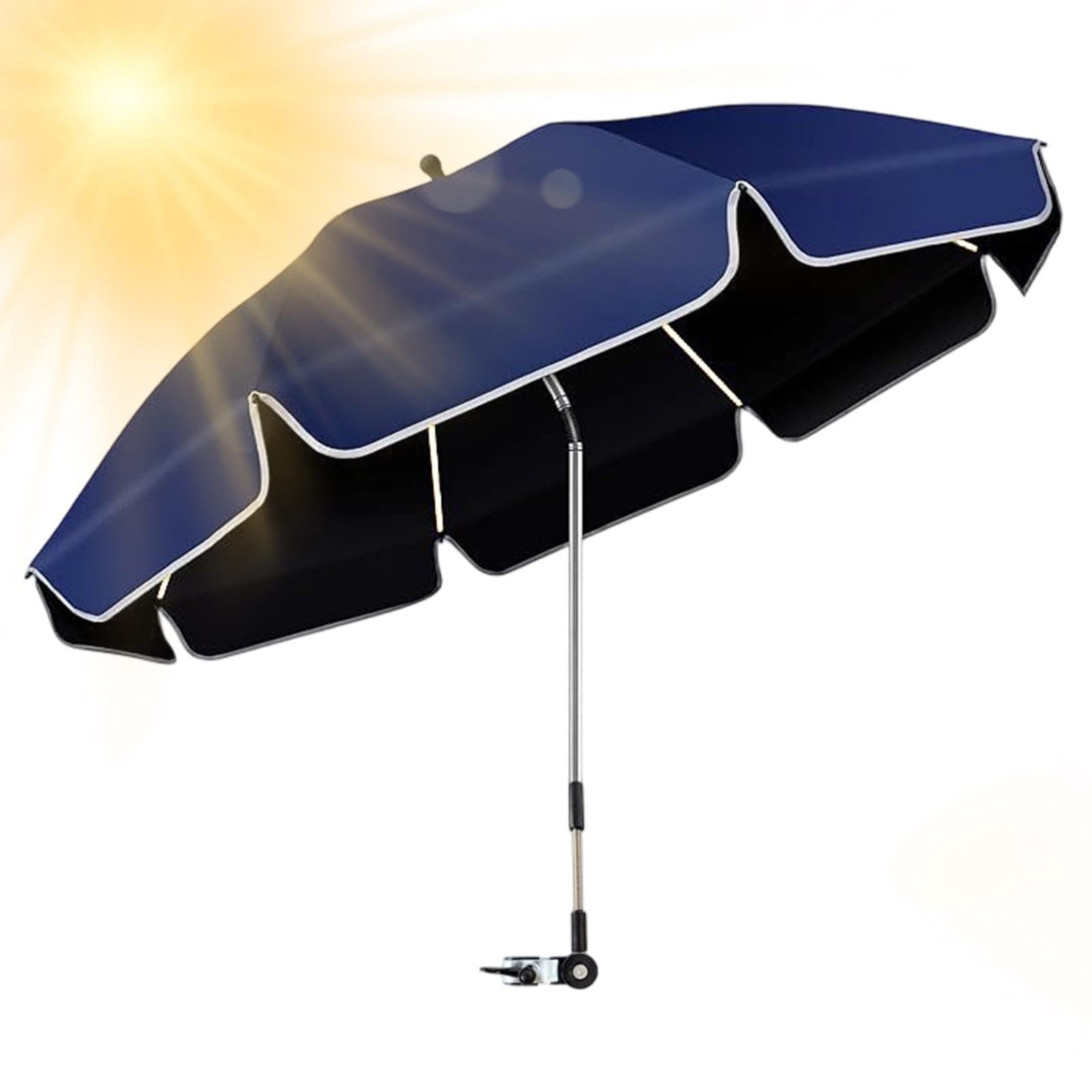 Parasol na krzesło z zaciskiem - Regulowana kopuła przeciwsłoneczna 360° z klipsem | Parasol z zaciskiem balustrady krzesła | Na wakacje na plaży patio ogród na zewnątrz kemping balkon wędkarstwo