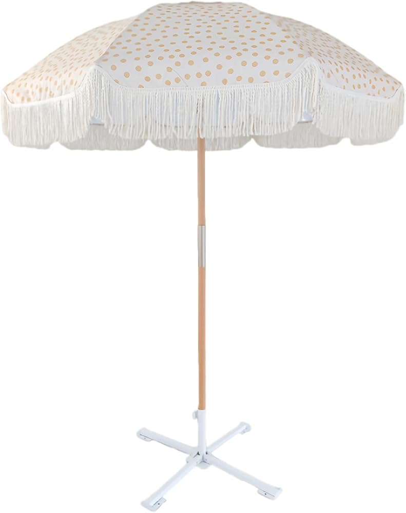 dot patio umbrella Amazon.com : DMVWJR Holiday Beach Umbrellas, Uv Protection Portable Fringe Patio  Umbrella For Travel, Angle Adjustable Polka Dot Tassel Picnic Umbrella For  Patio Garden Pool Backyard