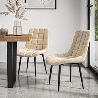 More4Homes SET OF 2 NOVA MODERN VELVET DINING CHAIR PADDED SEAT METAL LEGS KITCHEN (Beige)