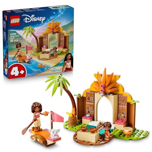 LEGO ǀ Disney Vaiana Maison de Village et Pirogue de Vaiana - Jouet Bateau - Jeu Éducatif avec 2 Mini-Poupées & Figurine Animal de Pua - Cadeau...