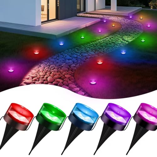 VCOKEN Christmas Pathway Lights, 50FT with Smart 15 LED RGBWW Outdoor Ground Lights with App...