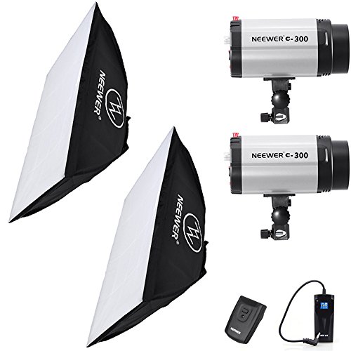 Neewer® 600W(300W x 2) 5600K Photography Studio Flash Strobe Light Lighting Kit with (2) 20x28/50x70cm softbox &(1) RT-16 Trigger for Video Shooting,Location and Portrait Photography