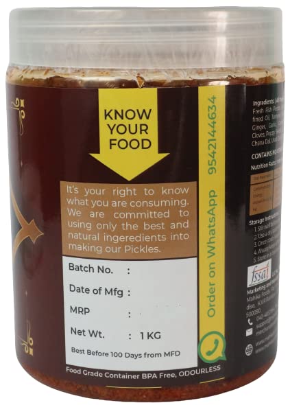 Image of MAHIKA FOODS Home made Apollo Fish Pickle 750 Gram Authentic Andhra Style Hot & Spicy Fish Pickle Traditional Machli Ka Achar with no Added preservatives