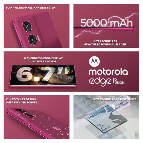 Motorola edge50 Fusion Hot Rosa - 50 MP, 8/256 GB, Android 14, inkl. tillbehör