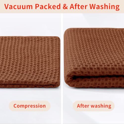Image of Homaxy 100% Cotton Waffle Weave Kitchen Dish Cloths 6-Pack, Caramel | 12 x 12 Inches, Ultra Soft Absorbent Dish Towels, Quick Drying Dish Rags with Hanging Loop