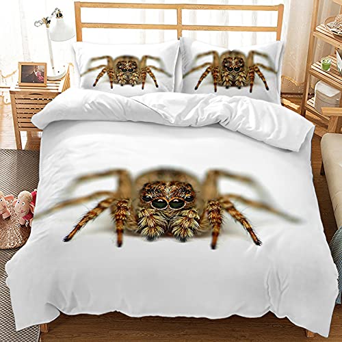 YINM 3D Drucken Tier Spinne Bettwäsche-Sets,Persönlichkeit schwarz-weiße Spinne Bettbezug mit Kissenbezug für Erwachsenes Und Kind (A1,135 x 200 cm) Cover